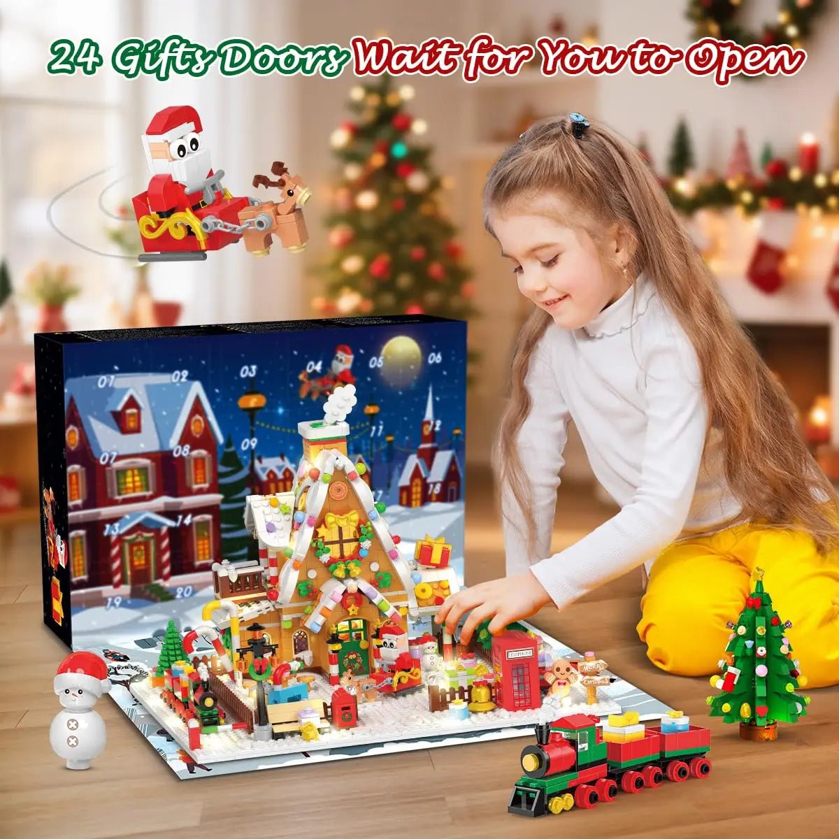 Advent Calendar 2025 – Gingerbread House LED Building Set, 24 Days Christmas Countdown - silverfoxgoods